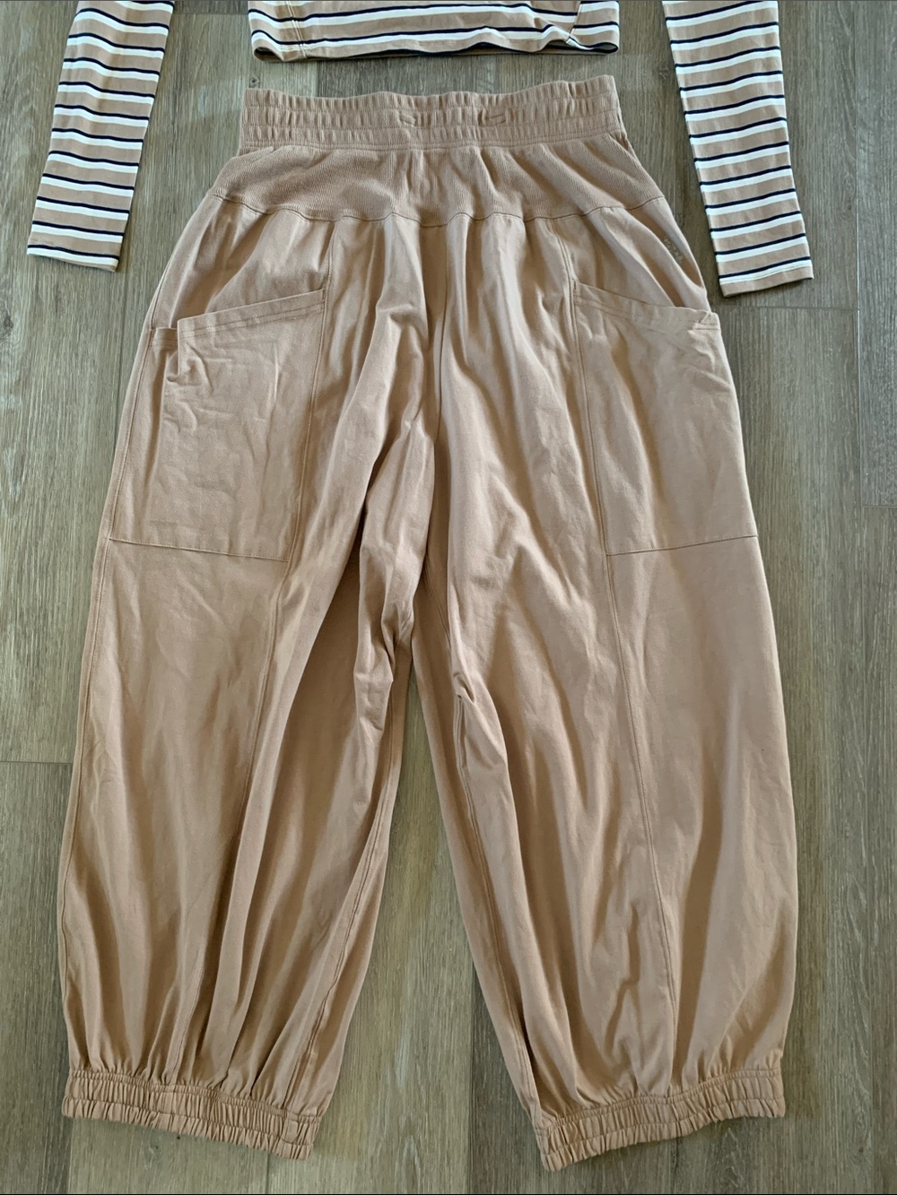 FP Movement SET Up In The Air Midnight Striped Tan Blue Top & Harem Pants NWT - Picture 6 of 9